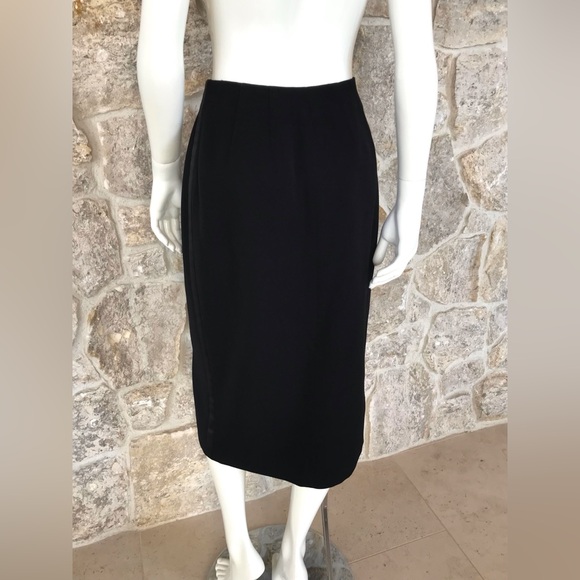 Vintage 1990s Anne Klein II Black Tuxedo Stripe Wrap Front Skirt Classic Elegant - Picture 13 of 16